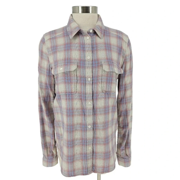 Paige Shirt Plaid Long Sleeve Button Up Collared Lined Top - Picture 1 of 7
